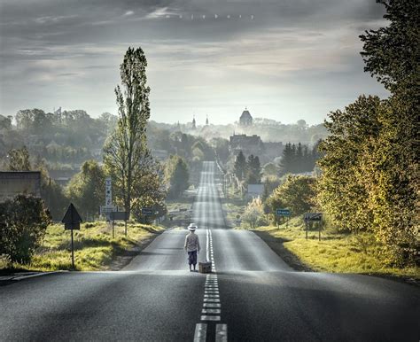 Chojnice Poland. Boy walking on the road. Photography by moje bory ...