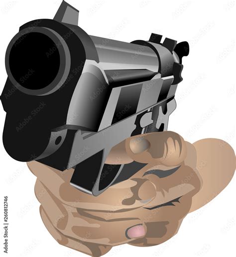 Gun in hands front view vector illustration isolated on white ...