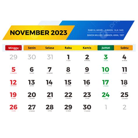 Kalender نوفمبر 2023 Lengkap Dengan Tanggal Merah Cuti Bersama Jawa Dan Hijriyah, كالندر نوفمبر ...