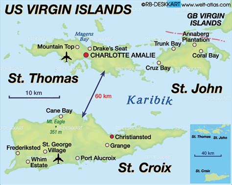 Map of Virgin Islands, US (USVI) (Region in United States) | Welt-Atlas.de