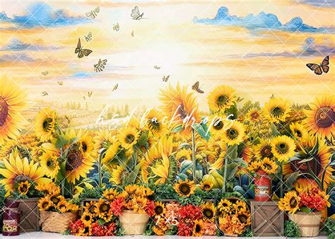 Autumn Sunflower Farm Photo Backdrop