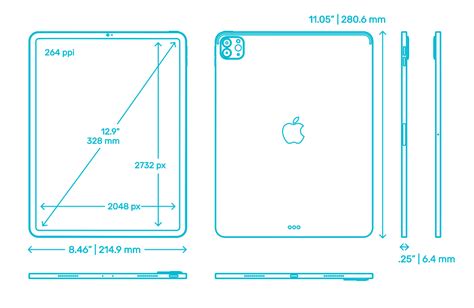 Apple iPad Pro - 12.9” (5th Gen) Dimensions & Drawings | Dimensions.com