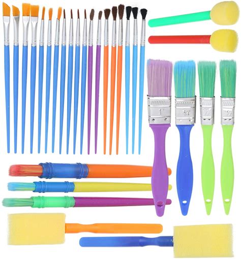 Complete Set of 30 Art Paint Brushes for Kids by Glokers - Variety of ...