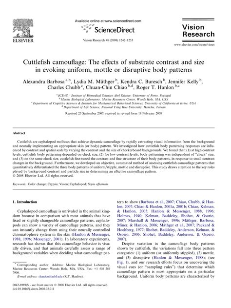 (PDF) Cuttlefish camouflage: The effects of substrate contrast and size ...