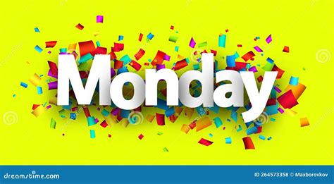 Monday Word Over Colorful Cut Out Ribbon Confetti Background Stock Vector - Illustration of ...