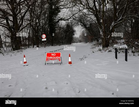 Country road closed due to snow Stock Photo, Royalty Free Image ...