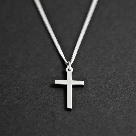 Men's Cross Necklace Men's Necklace Silver Cross - Etsy