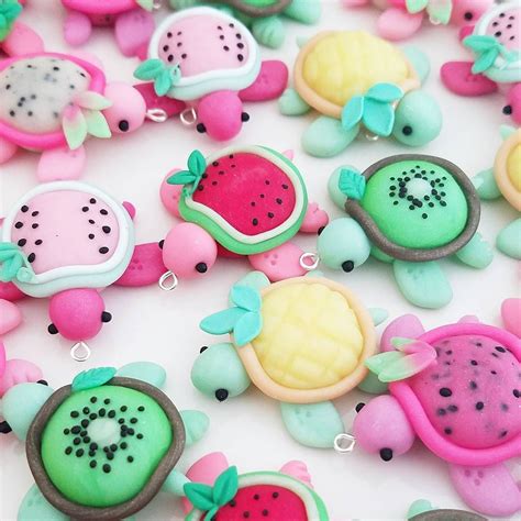 Succulent Turtles and Fruitles Charms by Claybie... | | Polymer clay crafts, Clay crafts, Cute clay