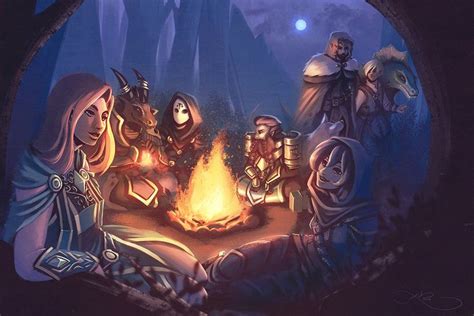 ArtStation - Campfire Scene, Xib Vaine | Scene drawing, Fantasy character design, Environmental art