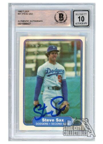 Steve Sax 1982 Fleer Autograph Rookie Card #21 BAS 10 | eBay