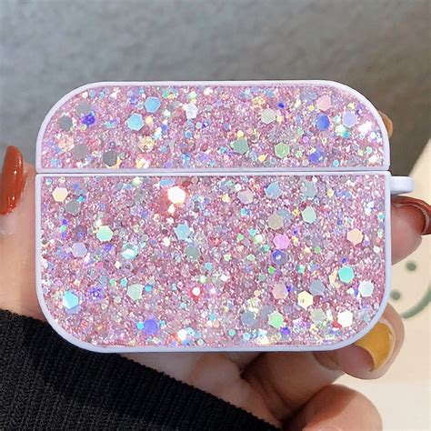 For AirPods Pro Glitter Sequins Wireless Earphone Protective Case (Pink ...