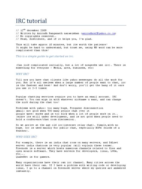 IRC Tutorial: This Is A Simple Guide To Get Started On Irc | PDF ...