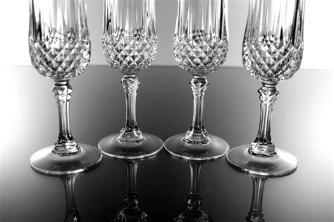 Crystal Champagne Flutes, Cristal D'Arques-Durand, Longchamp, Cut ...