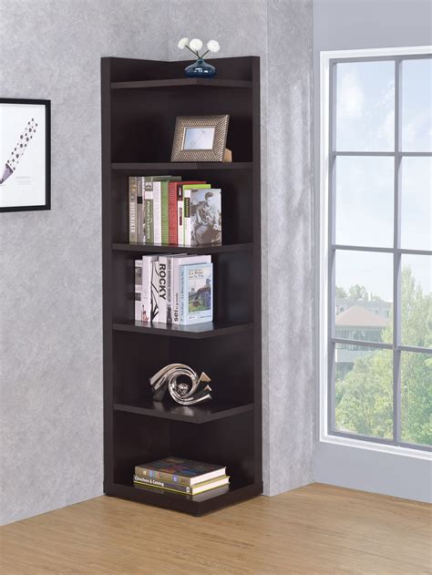 Alder 71-inch 6-shelf Corner Bookcase Cappuccino - Coaster F