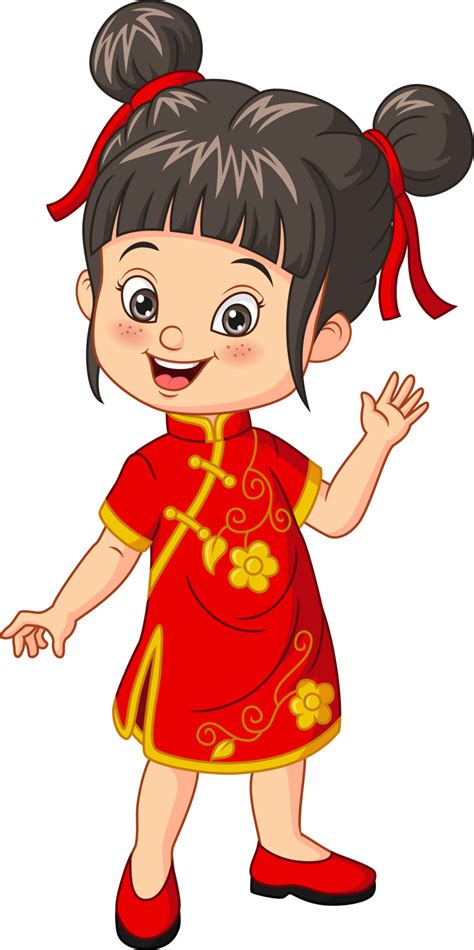 Happy Cartoon Asian Girl