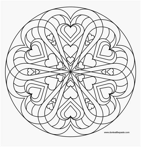 Heart Mandala To Color Mandala, Mandalas And Adult - Heart Mandala Coloring Paper, HD Png ...