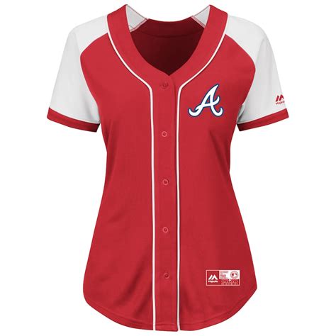 Atlanta Braves Majestic Women's Plus Size Fashion Replica Jersey - Red