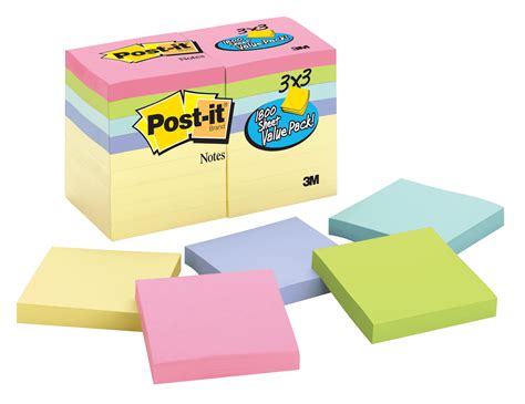 Product of Post-it Notes, 3" x 3", 100 Sheets per Pad, 18 pk. - Pastel ...