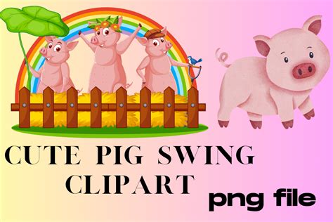 Cute Pig Swing Clipart Graphic by Design_Store22 · Creative Fabrica