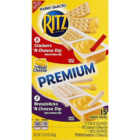 Nabisco Handi-Snacks Ritz Crackers 'N Cheese Dip / Premium Breadsticks 'N Cheese Dip Snack Packs ...