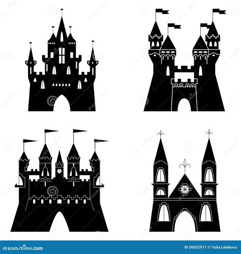 Collection Of Fairytale Castle Silhouettes Stock Vector - Image: 50652911