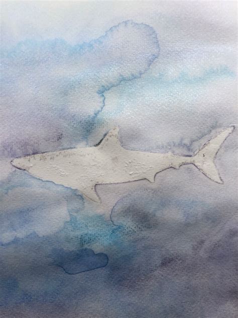 Watercolor Shark Painting 9x12 | Etsy