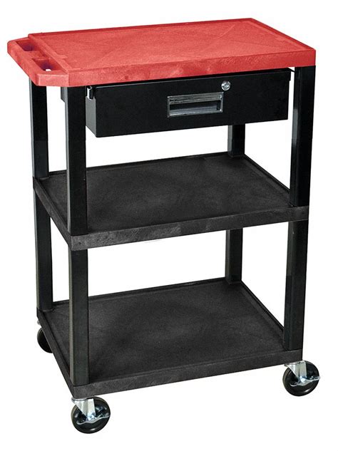 Flat Handle Utility Cart, 300 lb Load Capacity, Number of Shelves 3, 24 ...