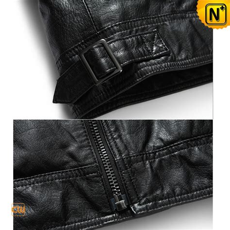 Mens Black Calfskin Leather Moto Biker Jacket CW850129