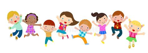 Group of jumping kids stock vector. Illustration of company - 45001240