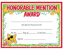 Free Printable Honorable Mention Awards Certificates Templates