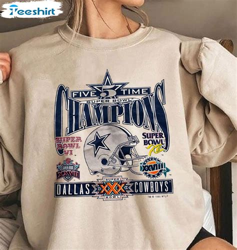 Dallas Cowboys Shirt - Super Bowl Champions Sweatshirt Short Sleeve
