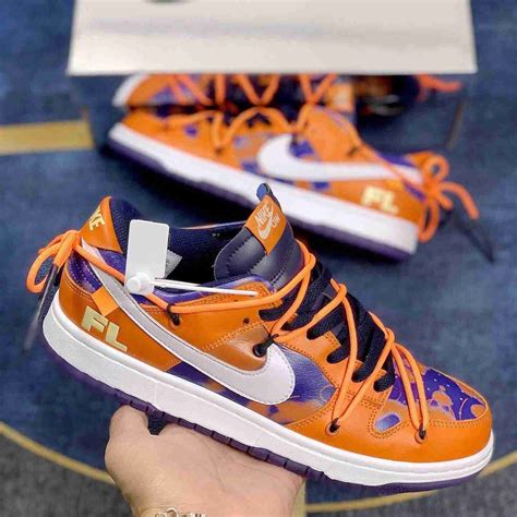 Custom Nike Dunk Low Grey-Orange aesthetic shoes | Etsy