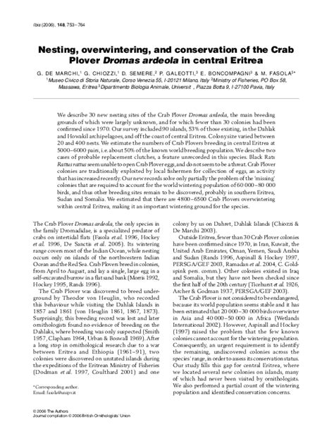 (PDF) Nesting, overwintering, and conservation of the Crab Plover Dromas ardeola in central ...