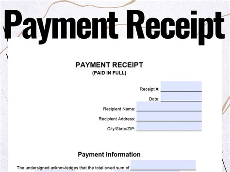 Paid In-full Receipt, Payment Receipt Form, Paid In-full Receipt Form, Paid in-full Receipt ...