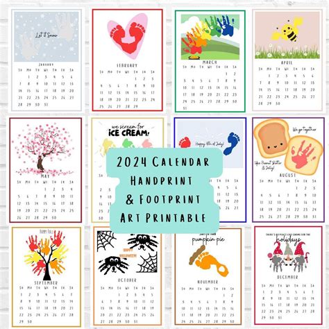 Handprint Calendar 2024 Footprint Art Calendar 2024 Calendar Handprint Art Craft Crafts for Kids ...