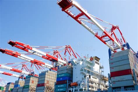 Cranes and cargo ship editorial image. Image of beach - 178013070