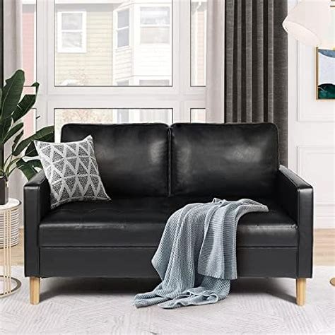 xrboomlife 57'' Modern Loveseat Sofa Mid-Century Faux Leather 2-Seat ...