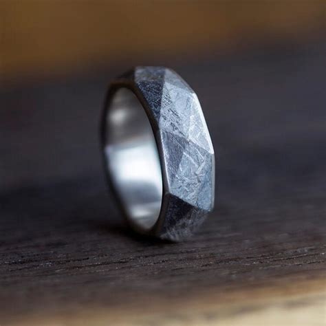 Thin Titanium Meteorite Ring: 3165 - Aerolite Meteorites