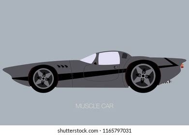 Custom Muscle Car Side View Flat Stock Vector (Royalty Free) 1165797031 ...