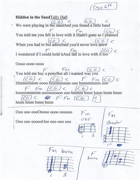 Hidden in the Sand (Tallyhall) Guitar Chord Chart - Capo 6th Fret | Guitar chords and lyrics ...