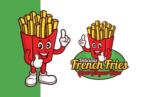 French Fries mascot logo, French fries logo set,