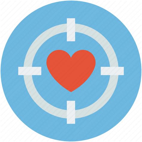 Crosshair on heart, dating, heart target, love concept, love heart icon