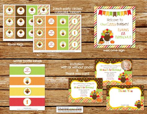 Little Turkey Party Package Decorations Turkey Invitation | Etsy