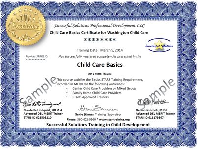 Early Childhood Education Certificate, CDA Training, Child Care Basics, Washington STARS - 123 ...