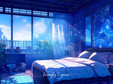 4k Animated Lofi Bedroom Background Cozy Anime Style Mermaid Room Vtuber Background Twitch ...