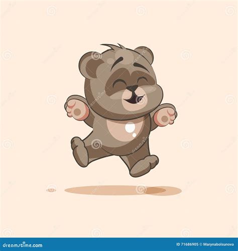 Isolated Emoji Character Cartoon Bear Jumping for Joy, Happy Sticker ...