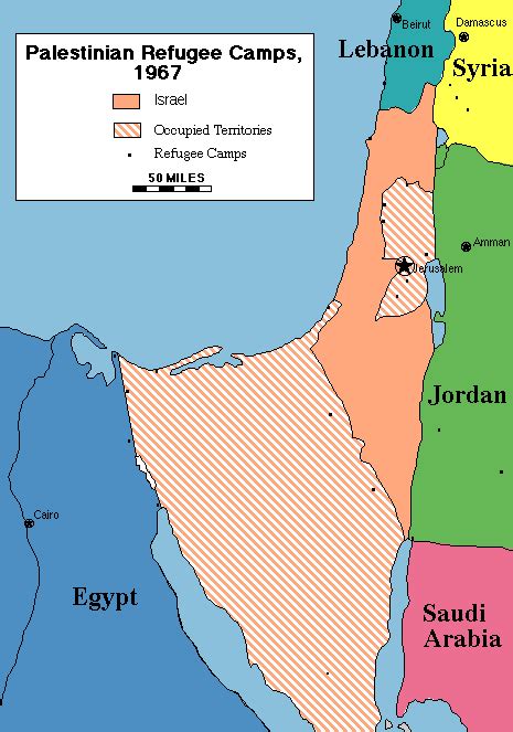 Map of Palestinian Refugee Camps - 1967