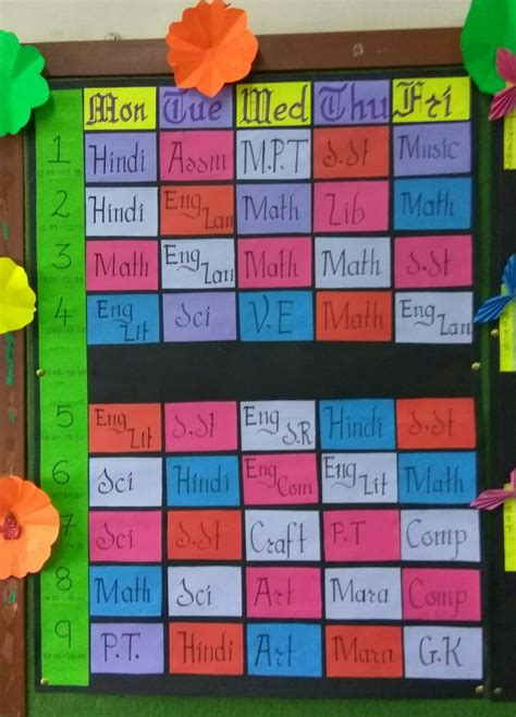 Simple yet colourful classroom timetable... | Chart school, Timetable ...