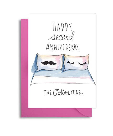 Second Wedding Anniversary Cotton Year Card – Slow Poke Press