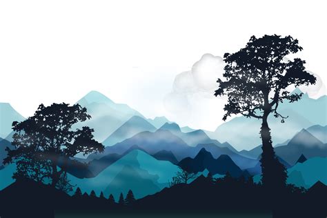 Euclidean vector Forest Landscape Tree Light - Vector the far mountains ...